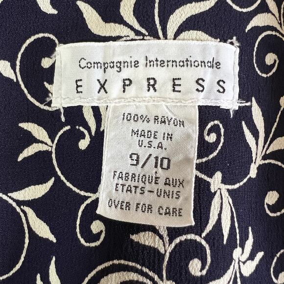 Express Vintage 90s Womens Prairie Floral Button Front Midi Shirt Dress Retro - Picture 10 of 11